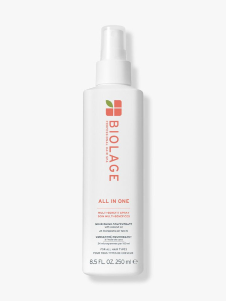 Biolage All-In-One Multi-Benefit Spray white spray bottle on light gray background